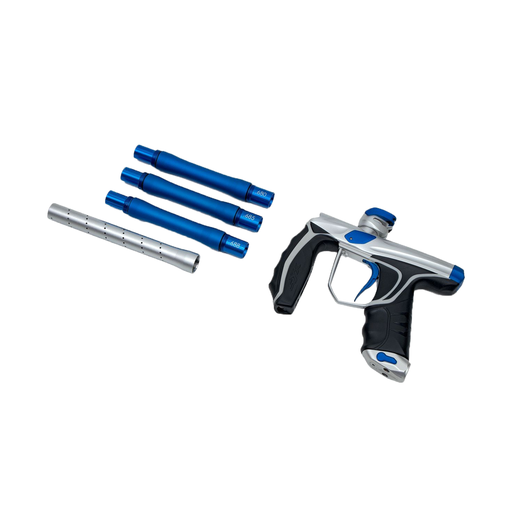 Empire SYX Marker Dust Silver / Blue w/ 3 Barrel Backs C4